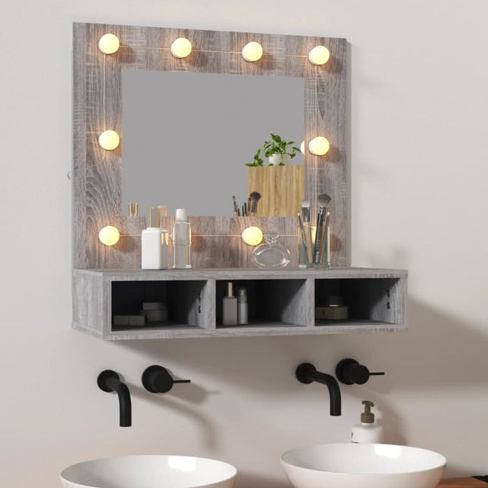 Dulap cu oglindă și LED, gri sonoma, 60x31,5x62 cm - WALTI WALTI