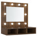 Dulap cu oglindă și LED, stejar maro, 60x31,5x62 cm - WALTI WALTI