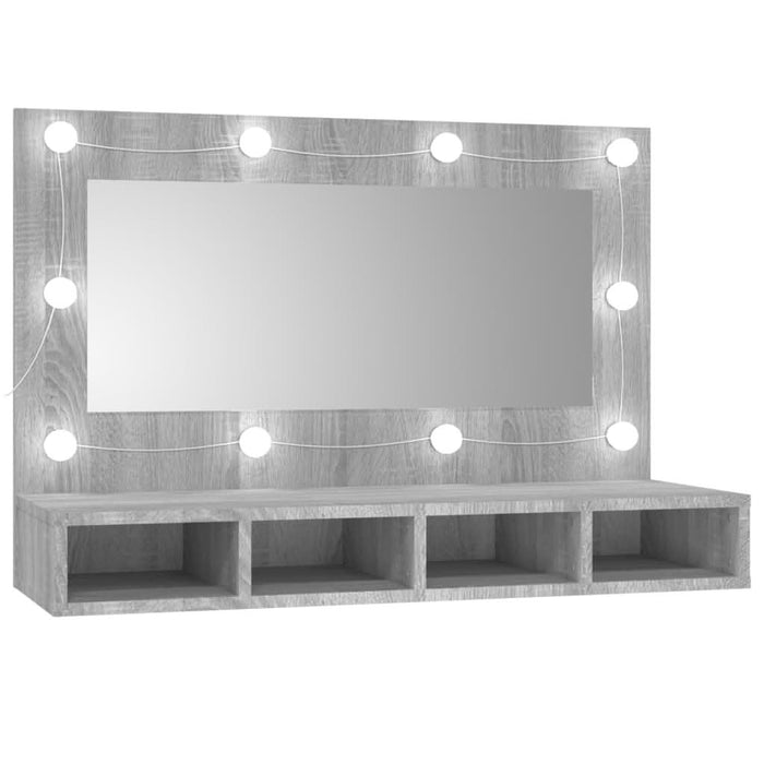 Dulap cu oglindă și LED, gri sonoma, 90x31,5x62 cm - WALTI WALTI