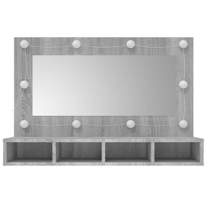 Dulap cu oglindă și LED, gri sonoma, 90x31,5x62 cm - WALTI WALTI