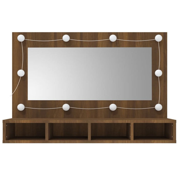 Dulap cu oglindă și LED, stejar maro, 90x31,5x62 cm - WALTI WALTI