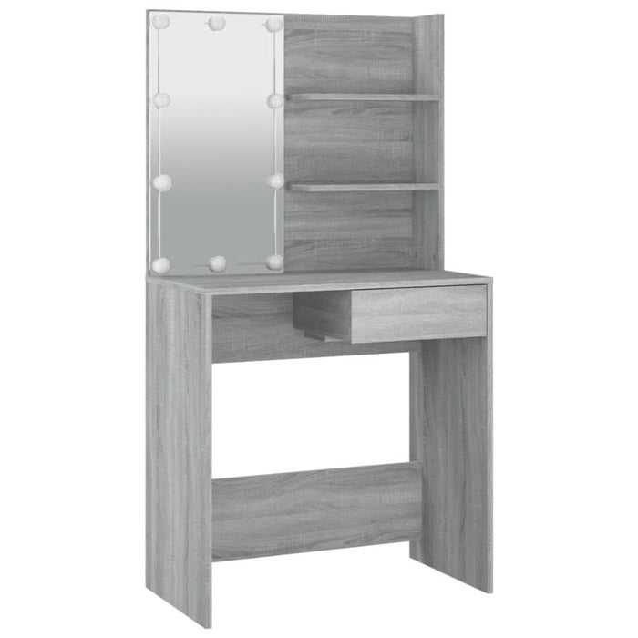 Masă de toaletă cu LED, gri sonoma, 74,5x40x141 cm - WALTI WALTI