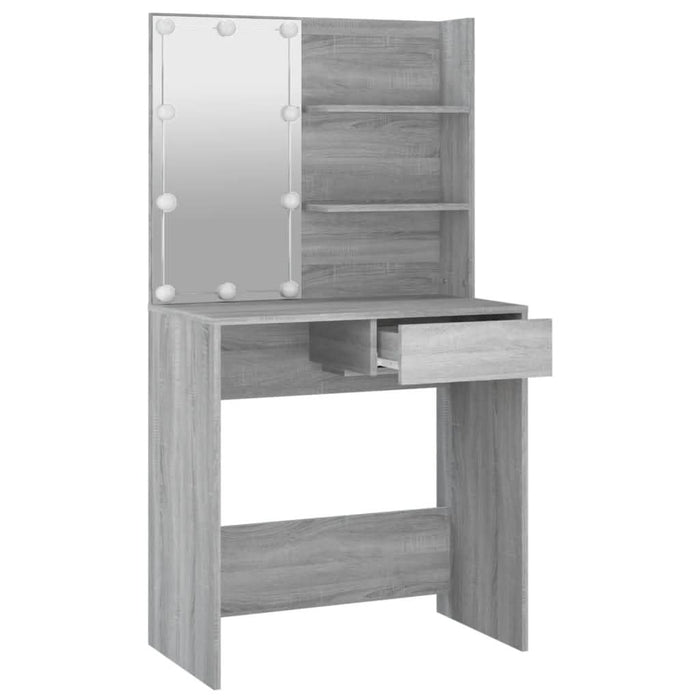 Masă de toaletă cu LED, gri sonoma, 74,5x40x141 cm - WALTI WALTI