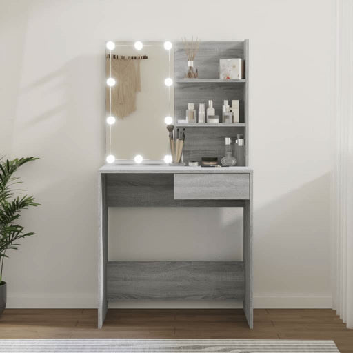 Masă de toaletă cu LED, gri sonoma, 74,5x40x141 cm - WALTI WALTI