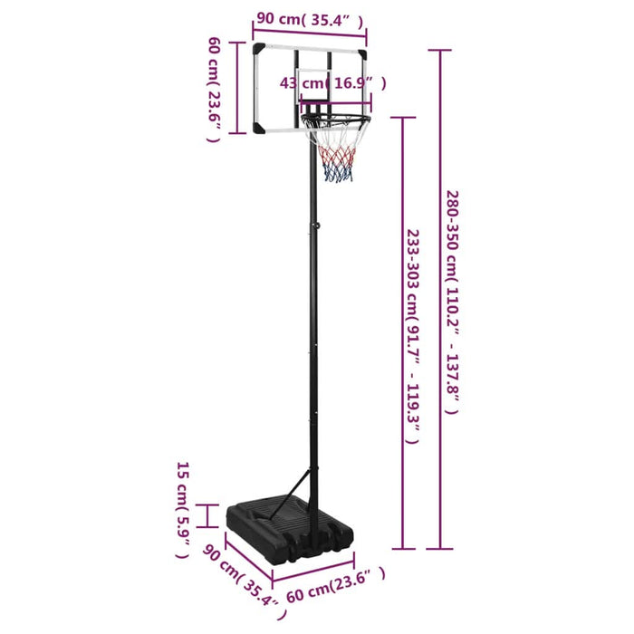 Suport coș de baschet, transparent, 280-350 cm, policarbonat - WALTI WALTI