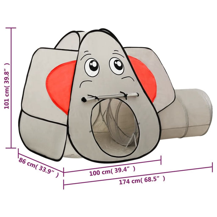 Cort de joacă elefant pentru copii, gri, 174x86x101 cm - WALTI WALTI