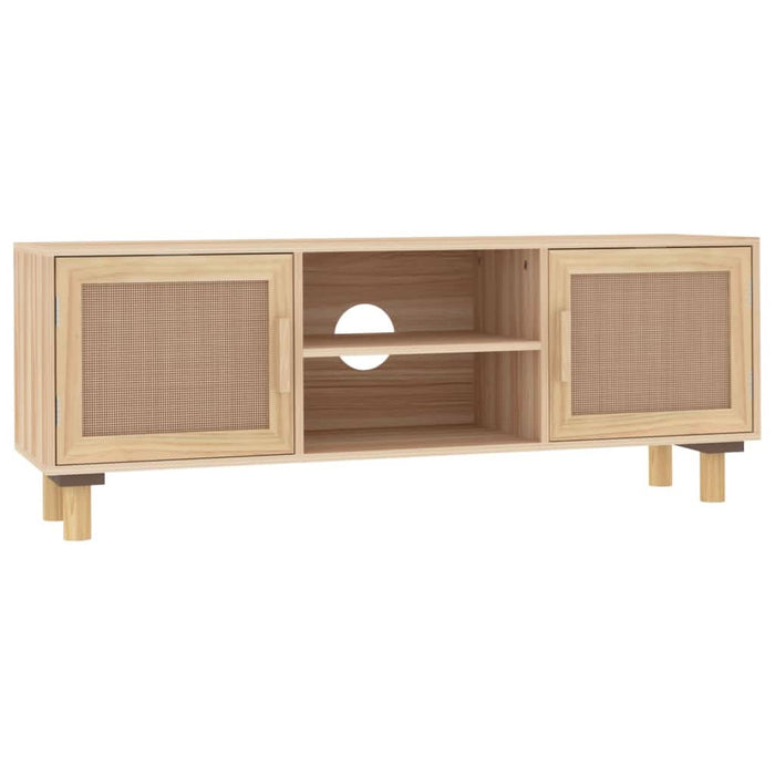 Comodă TV, maro, 105x30x40 cm lemn masiv pin și ratan natural - WALTI WALTI