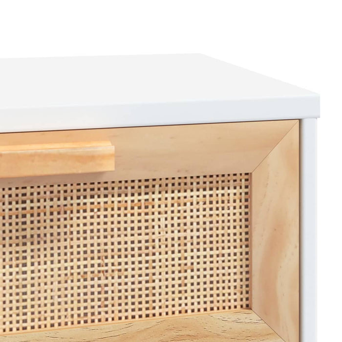 Masă consolă alb 80x30x75 cm lemn masiv pin și ratan natural - WALTI WALTI