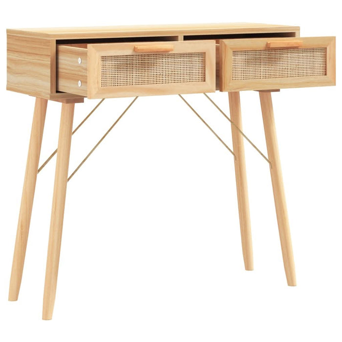 Masă consolă maro 80x30x75 cm lemn masiv pin și ratan natural - WALTI WALTI