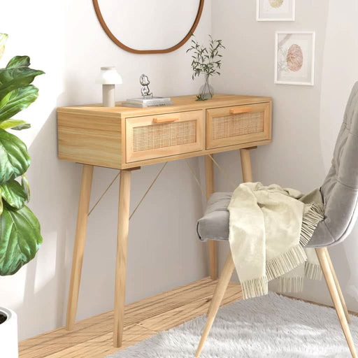 Masă consolă maro 80x30x75 cm lemn masiv pin și ratan natural - WALTI WALTI