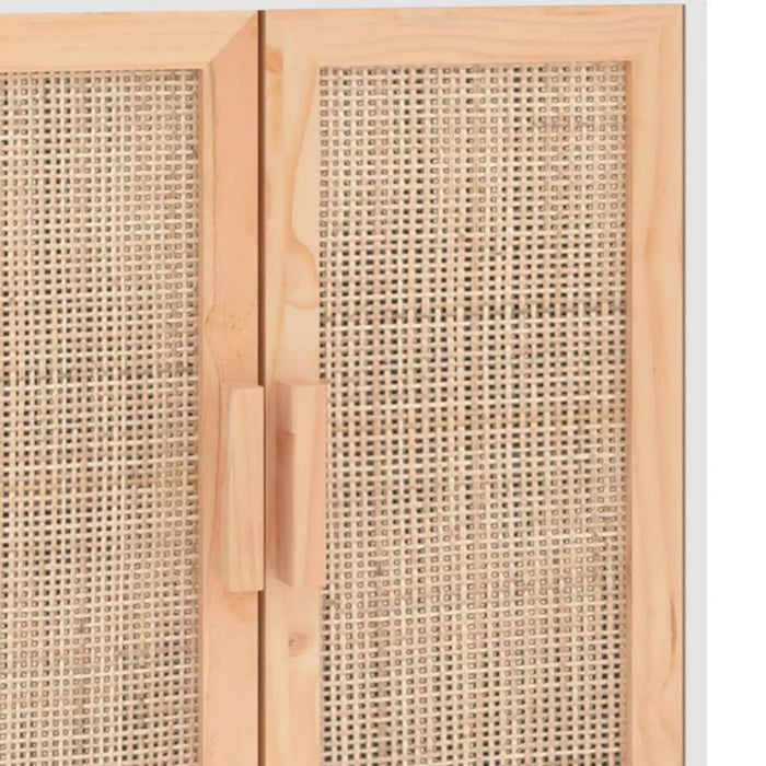 Servantă, alb, 60x30x70 cm, lemn masiv pin și ratan natural - WALTI WALTI