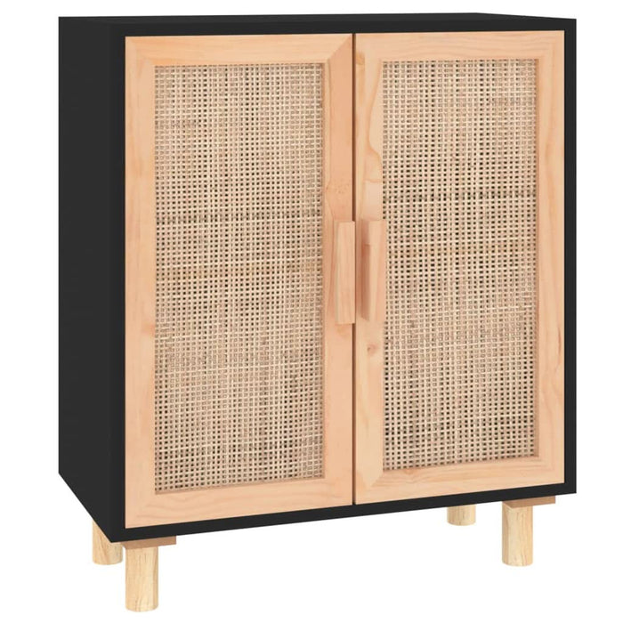 Servantă, negru, 60x30x70 cm, lemn masiv pin și ratan natural - WALTI WALTI
