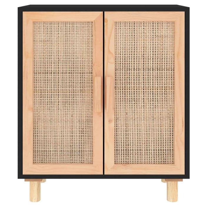 Servantă, negru, 60x30x70 cm, lemn masiv pin și ratan natural - WALTI WALTI