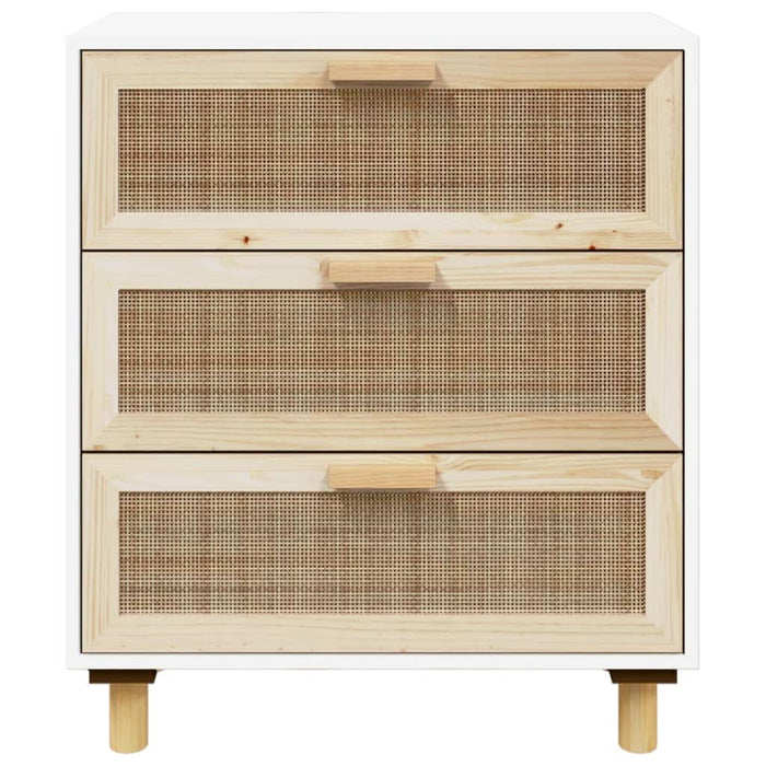 Servantă, alb, 60x30x70 cm, lemn masiv pin și ratan natural - WALTI WALTI
