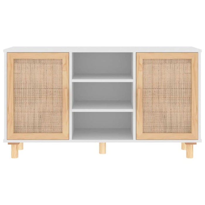 Servantă, alb, 105x30x60 cm, lemn masiv pin și ratan natural - WALTI WALTI