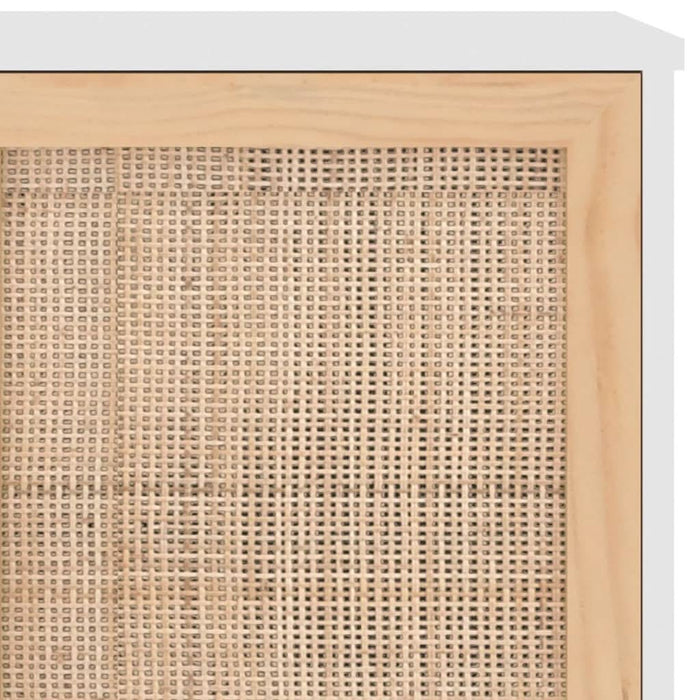 Servantă, alb, 105x30x60 cm, lemn masiv pin și ratan natural - WALTI WALTI