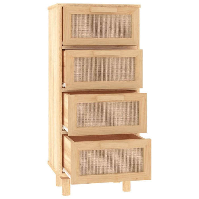 Servantă, maro, 40x30x90 cm, lemn masiv pin și ratan natural - WALTI WALTI