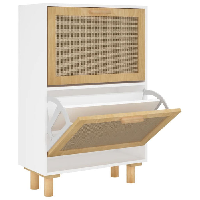 Pantofar, alb, 52x25x80 cm, lemn prelucrat și ratan natural - WALTI WALTI