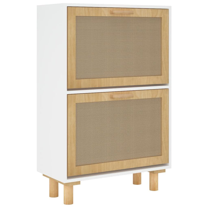 Pantofar, alb, 52x25x80 cm, lemn prelucrat și ratan natural - WALTI WALTI