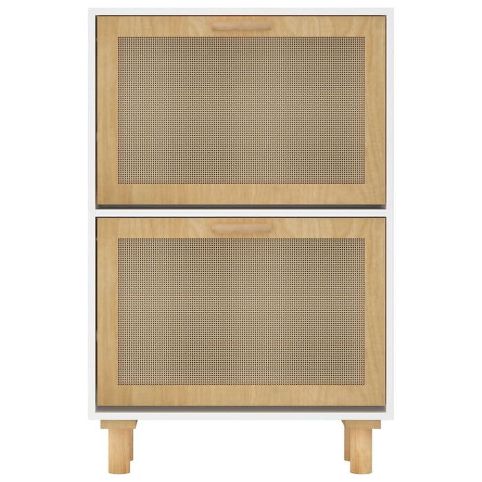 Pantofar, alb, 52x25x80 cm, lemn prelucrat și ratan natural - WALTI WALTI