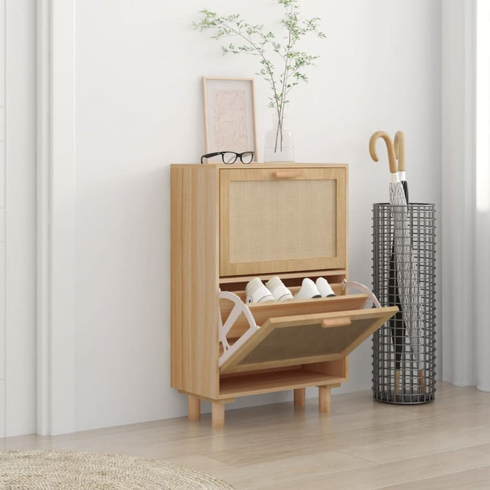 Pantofar, maro, 52x25x80 cm, lemn prelucrat și ratan natural - WALTI WALTI