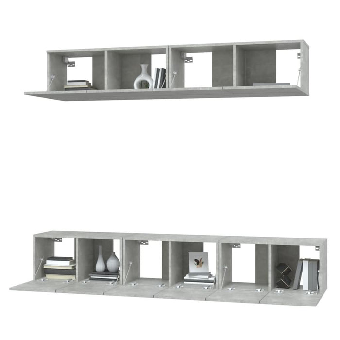 Set dulap TV, 5 piese, gri beton, lemn prelucrat - WALTI WALTI