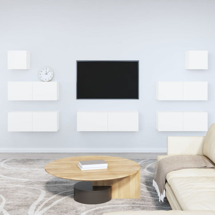 Set dulap TV, 7 piese, alb, lemn prelucrat - WALTI WALTI