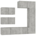 Set dulap TV, 6 piese, gri beton, lemn prelucrat - WALTI WALTI