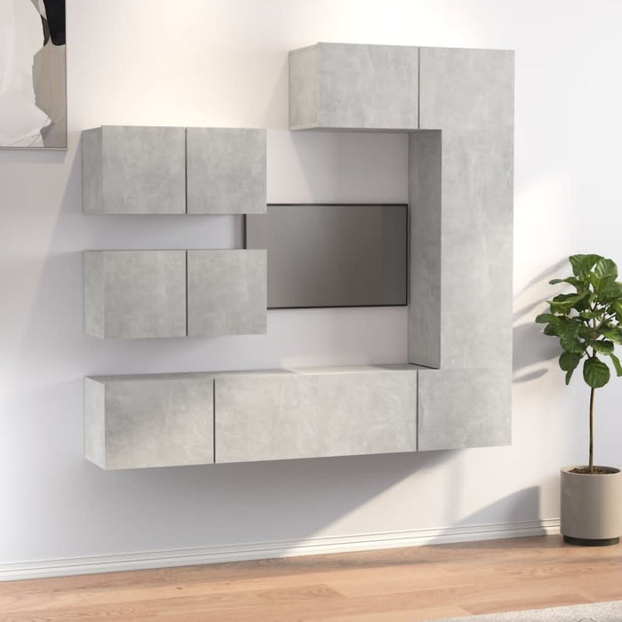 Set dulap TV, 6 piese, gri beton, lemn prelucrat - WALTI WALTI