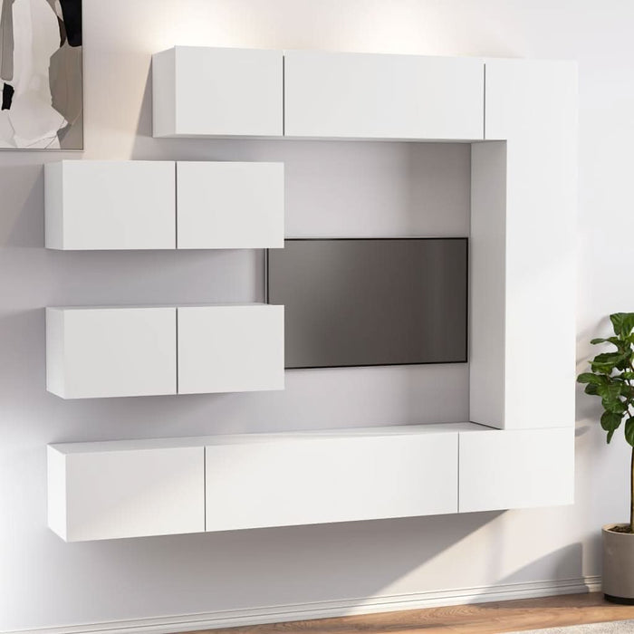 Set dulap TV, 7 piese, alb, lemn prelucrat - WALTI WALTI