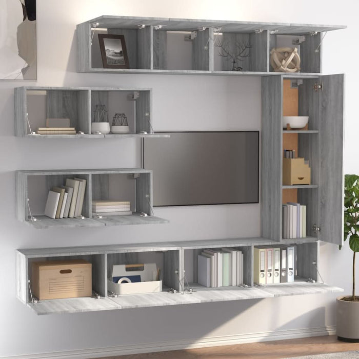 Set comode TV, 7 piese, gri sonoma, lemn compozit - WALTI WALTI