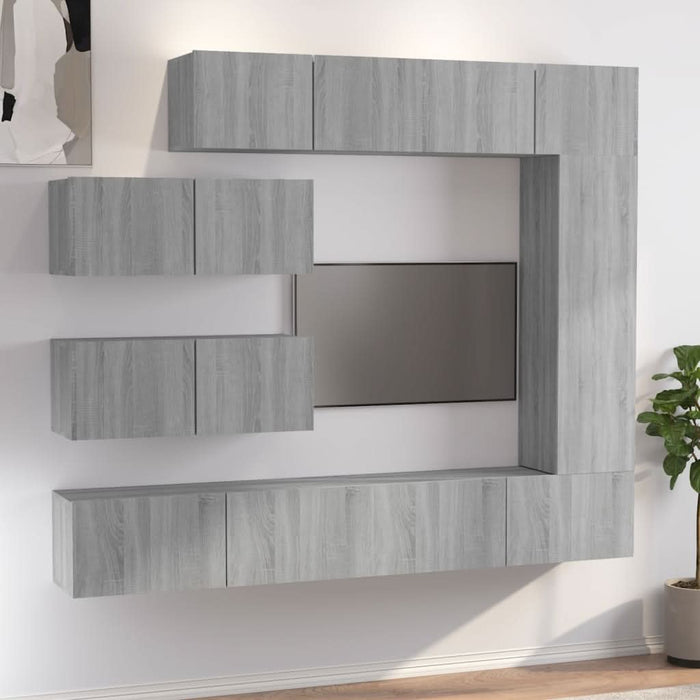 Set comode TV, 7 piese, gri sonoma, lemn compozit - WALTI WALTI