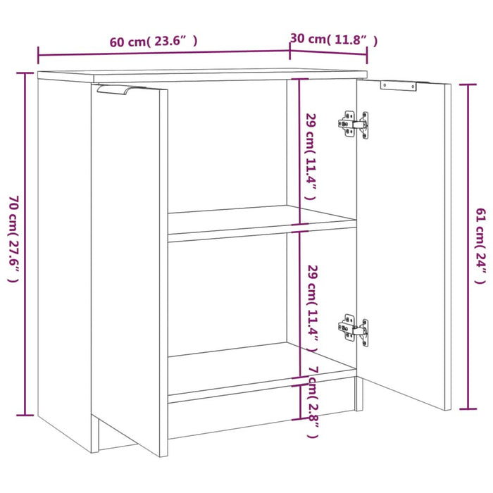 Servante, 2 piese, sonoma gri, 60x30x70 cm, lemn prelucrat - WALTI WALTI
