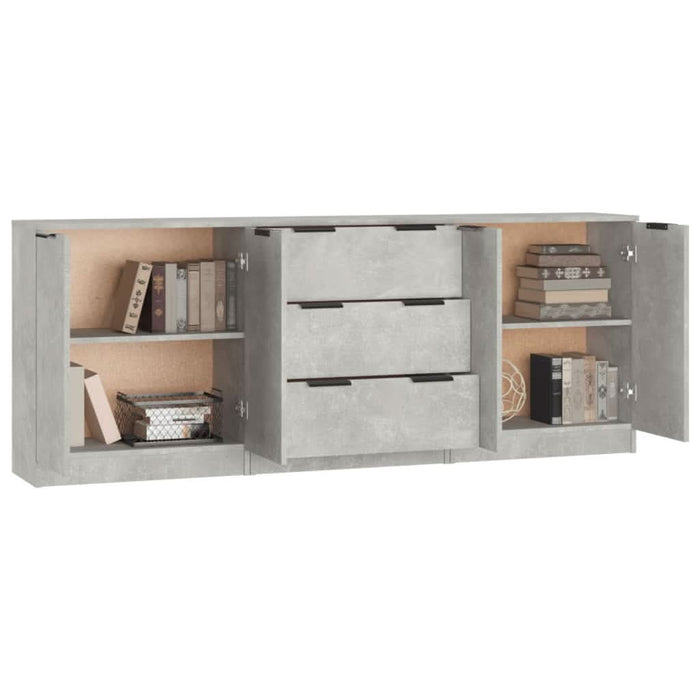 Servante, 3 piese, gri beton, lemn prelucrat - WALTI WALTI