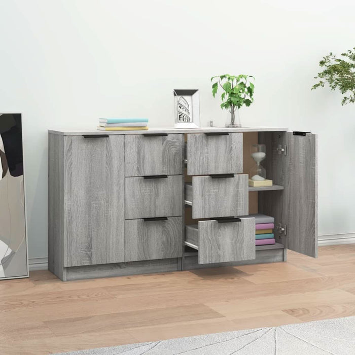 Servante, 2 buc., gri sonoma, 60x30x70 cm, lemn prelucrat - WALTI WALTI