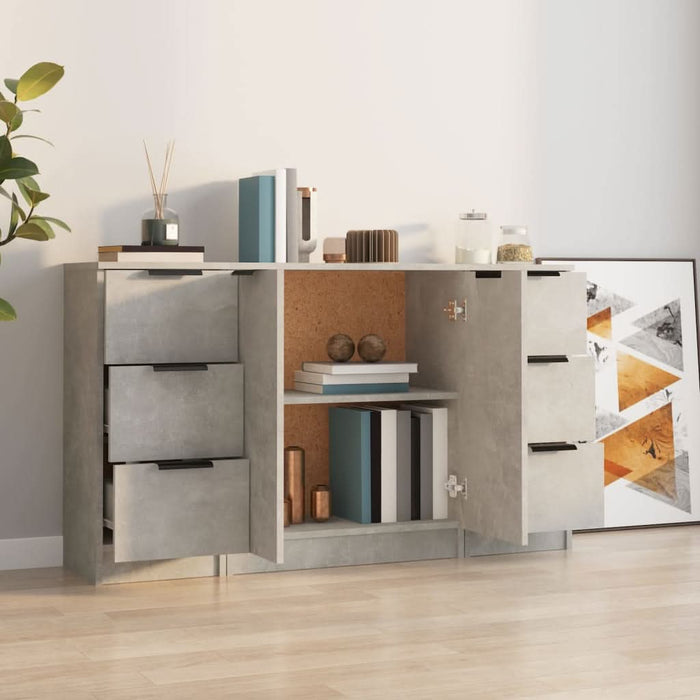 Servante, 3 piese, gri beton, lemn prelucrat - WALTI WALTI