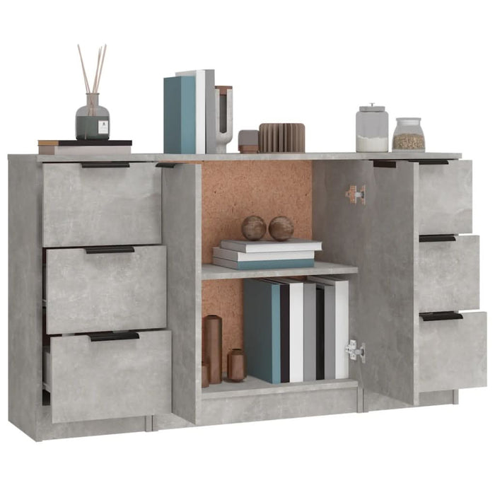 Servante, 3 piese, gri beton, lemn prelucrat - WALTI WALTI