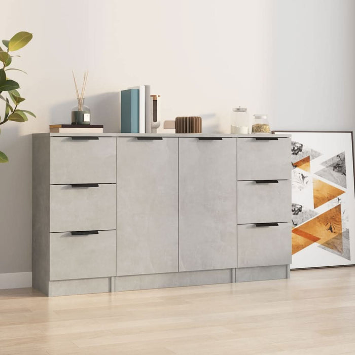 Servante, 3 piese, gri beton, lemn prelucrat - WALTI WALTI