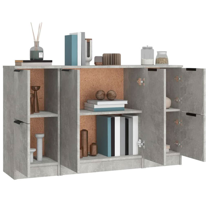 Servante, 3 piese, gri beton, lemn prelucrat - WALTI WALTI