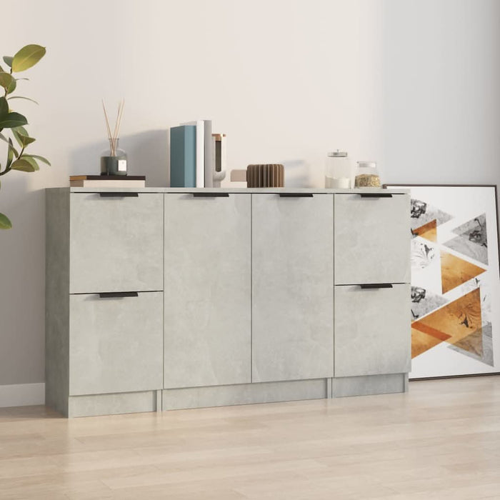Servante, 3 piese, gri beton, lemn prelucrat - WALTI WALTI