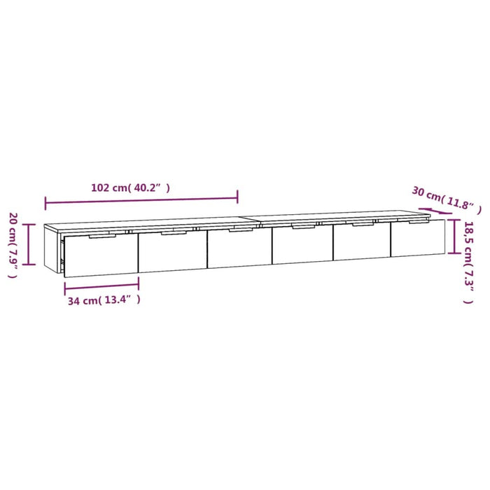 Dulapuri perete, 2 buc., alb, 102x30x20 cm, lemn prelucrat - WALTI WALTI