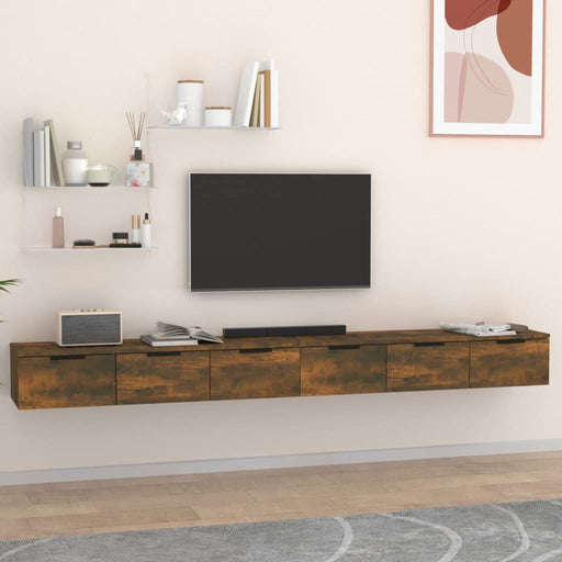 Dulapuri perete 2 buc stejar afumat 102x30x20 cm lemn prelucrat - WALTI WALTI