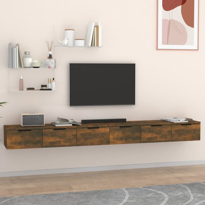 Dulapuri perete 2 buc stejar afumat 102x30x20 cm lemn prelucrat - WALTI WALTI