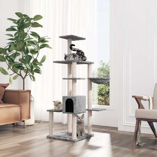 Ansamblu pisici cu stâlpi din funie sisal, gri deschis, 142 cm - WALTI WALTI