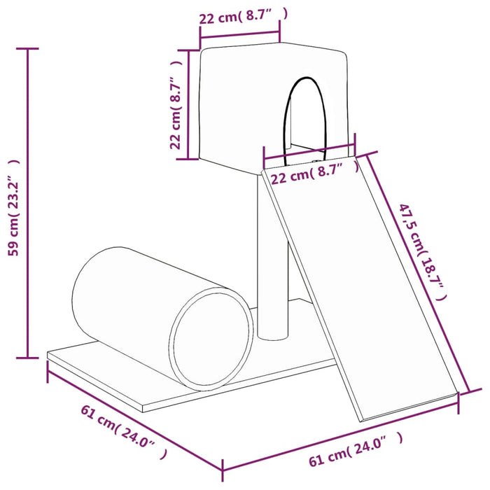 Ansamblu pisici, stâlpi din funie sisal, gri deschis, 59 cm - WALTI WALTI