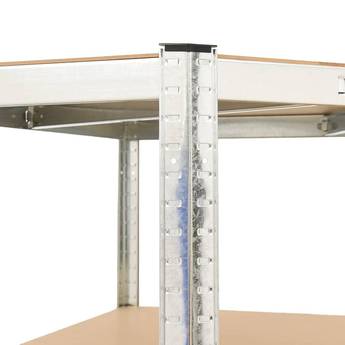 Raft capacitate mare de colț 5 niveluri, argintiu, oțel/lemn - WALTI WALTI