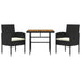 Set mobilier de exterior, 3 piese, negru, poliratan - WALTI WALTI