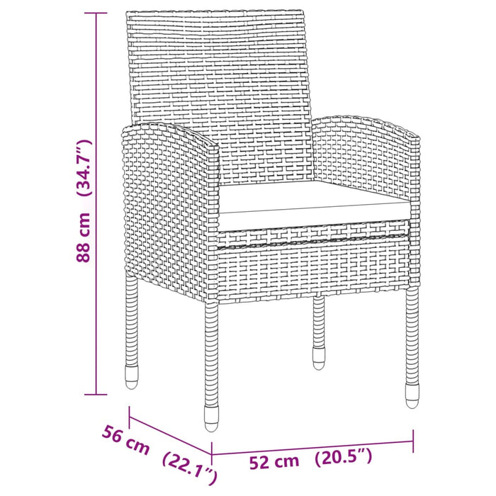 Set mobilier de exterior, 7 piese, negru, poliratan - WALTI WALTI