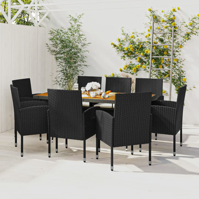 Set mobilier de exterior, 9 piese, negru, poliratan - WALTI WALTI