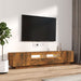 Set dulapuri TV cu LED, 2 piese, stejar fumuriu, lemn prelucrat - WALTI WALTI